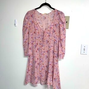 Loveshackfancy silk floral print mini dress in size 4.